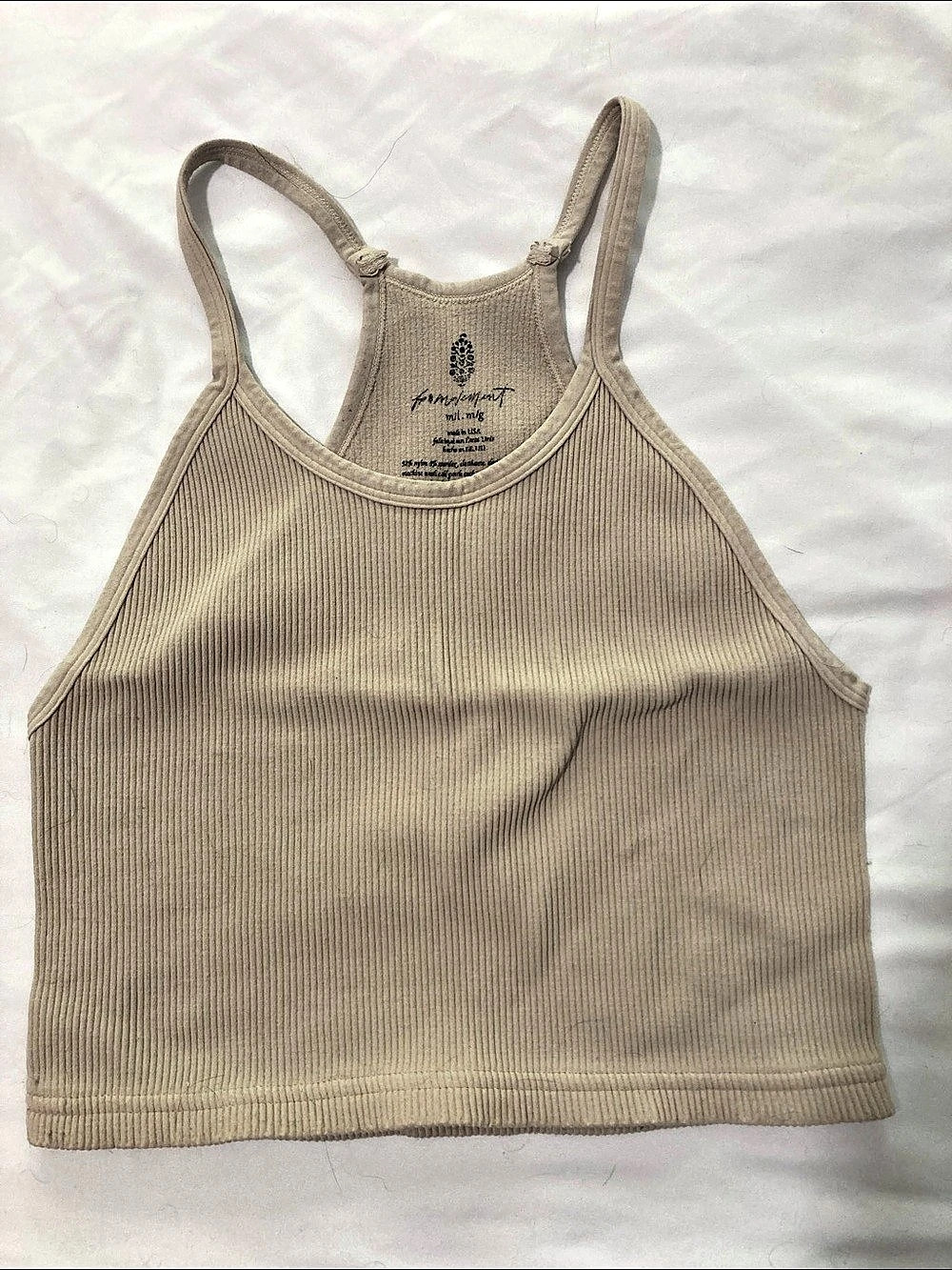 Free People Movement Good Karma Tank Ribbed Tank Top Beige Medium
